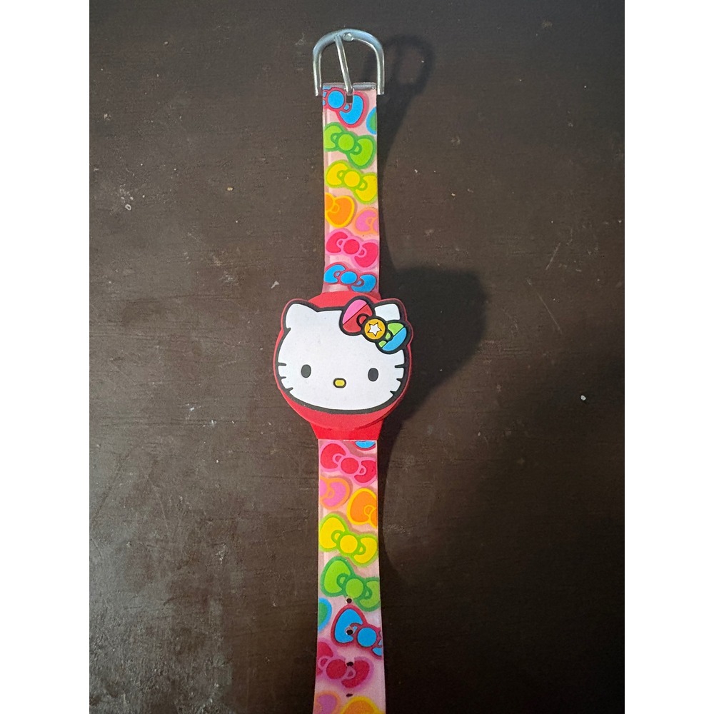 Hello Kitty Sanrio Digital Flip Top Watch Red Bow Print Strap HK1995 Y2K
